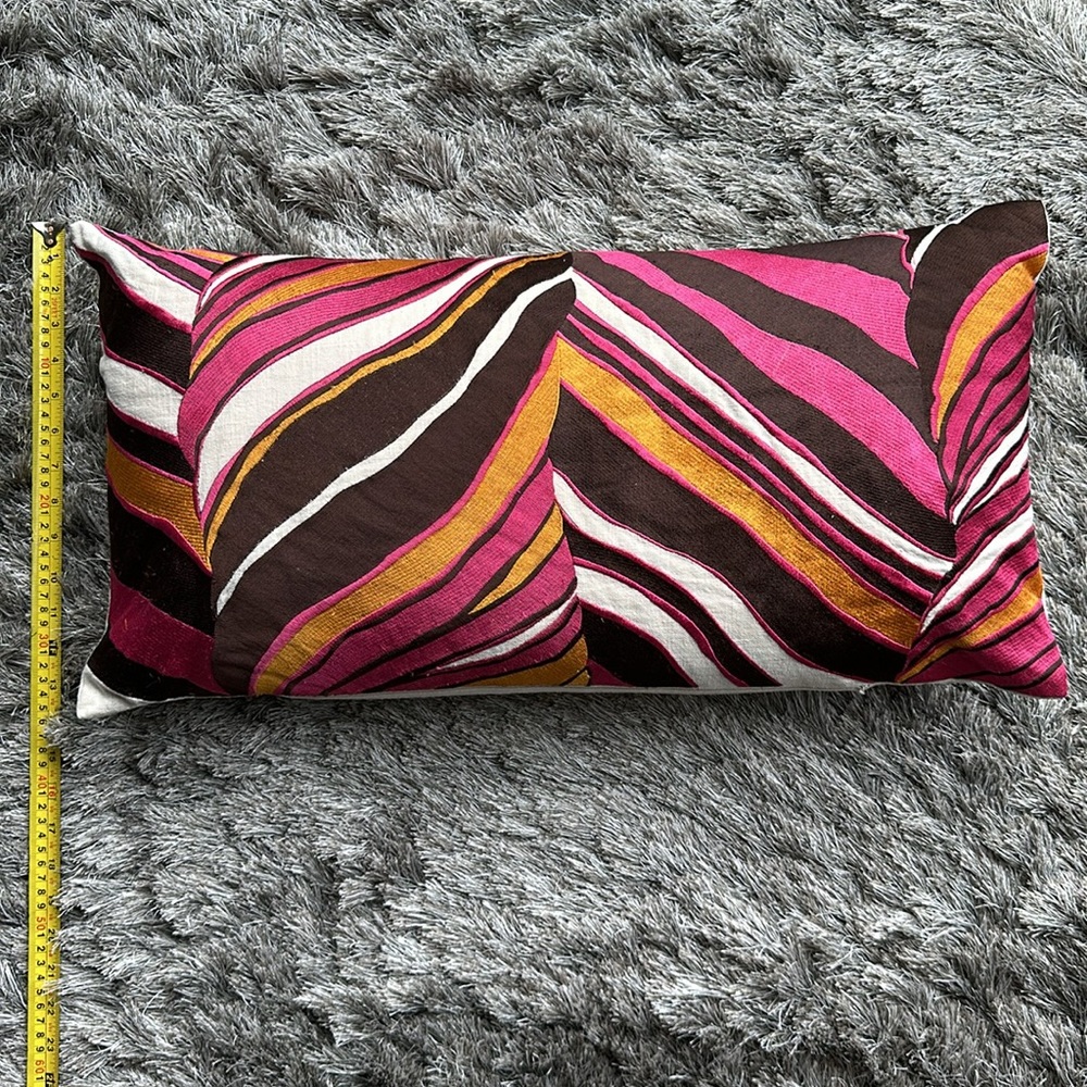 TRINA TURK PILLOW COVER-TIGER LEAF-EMBROIDERED LINEN-HOLLYWOOD REGENCY GLAM-$160 - Picture 4 of 6